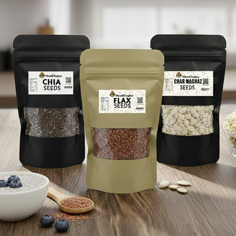 Super Seeds | 3 x 500G Packs Seeds (Chia + Flax + Charmaghaz)
