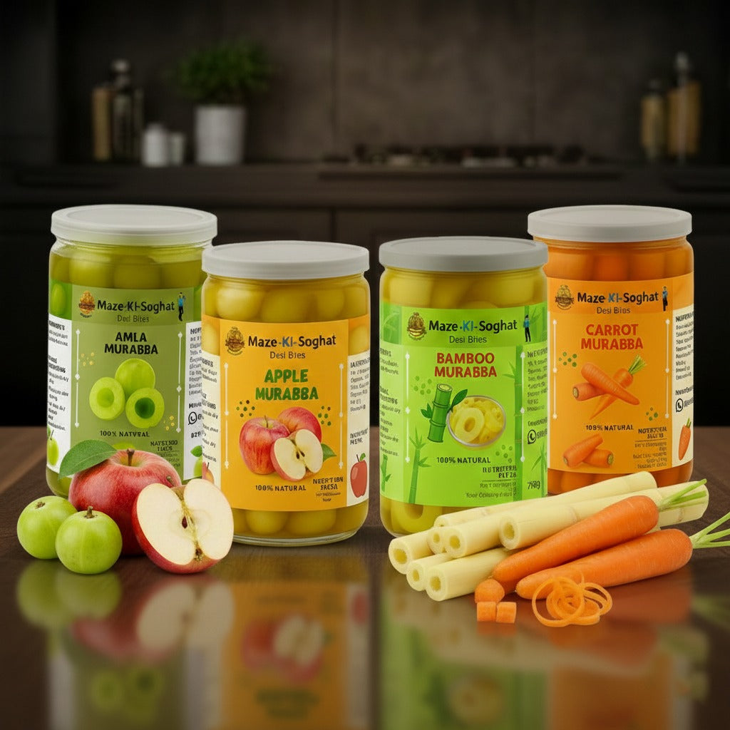 Murabba Offer | 4 x 800g Packs (Amla Murabba + Apple Murabba+ Bamboo Murraba+ Carrot Murabba))